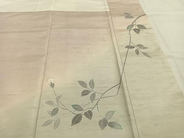 平和屋着物●訪問着　紬地　枝花文　金彩　正絹　逸品　AABJ4262fy