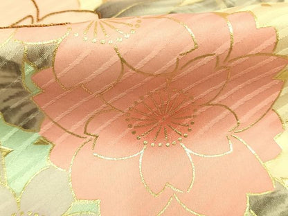 平和屋着物●豪華振袖　枝花文　暈し染め　金彩　正絹　逸品　AABJ4264fy