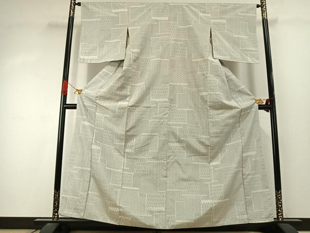 平和屋着物●上質な紬　絞り　色紙重ね文　正絹　逸品　AABJ4268fy