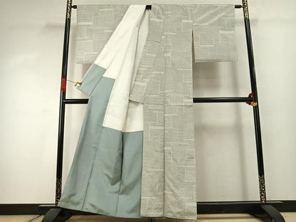 平和屋着物●上質な紬　絞り　色紙重ね文　正絹　逸品　AABJ4268fy