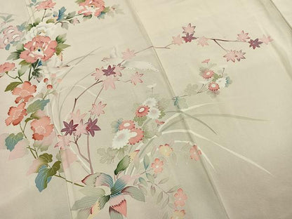 平和屋着物●訪問着　友禅　作家物　花鳥文　正絹　逸品　AABJ4269fy