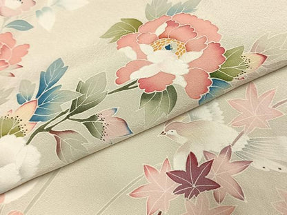 平和屋着物●訪問着　友禅　作家物　花鳥文　正絹　逸品　AABJ4269fy