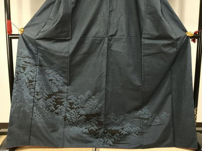 平和屋着物●都喜ヱ門　本場大島紬　訪問着　カタス9マルキ　風景文　藤絹織物謹製　正絹　逸品　AABJ4273fy