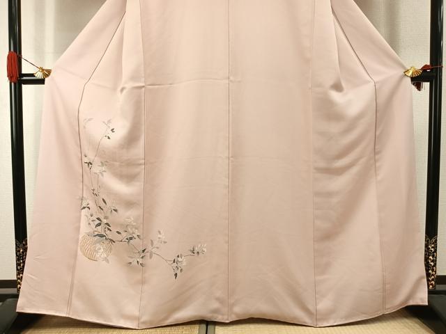 平和屋着物●訪問着　刺繍　枝花文　金彩　正絹　逸品　AABJ4275fy