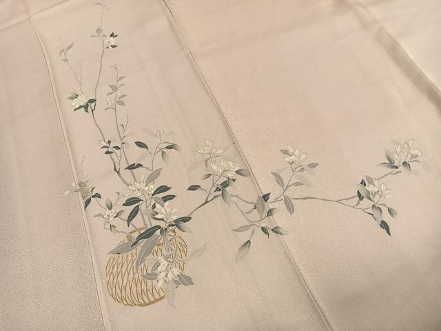 平和屋着物●訪問着　刺繍　枝花文　金彩　正絹　逸品　AABJ4275fy