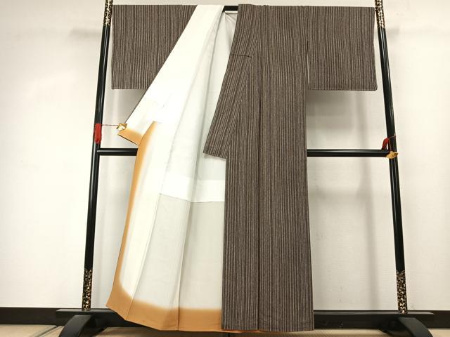 平和屋着物●上質な小紋　縞　正絹　逸品　AABJ4278fy