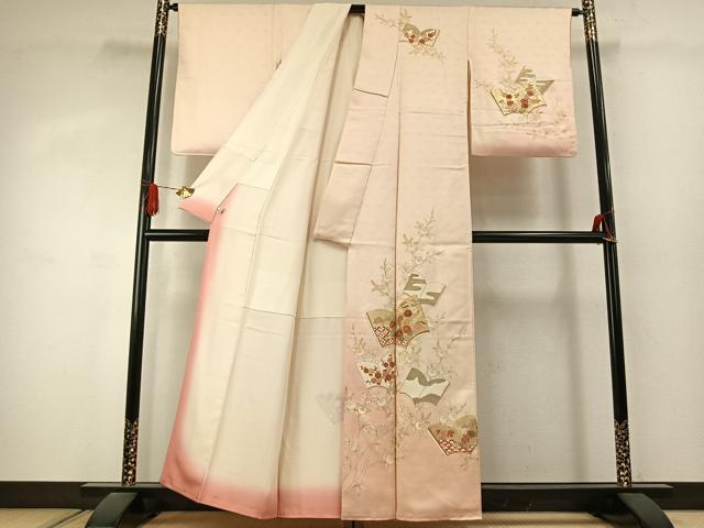 平和屋着物●訪問着　駒刺繍　冊子花文　暈し染め　金彩　鈴乃屋扱い　正絹　逸品　AABJ4279fy