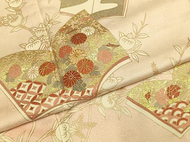 平和屋着物●訪問着　駒刺繍　冊子花文　暈し染め　金彩　鈴乃屋扱い　正絹　逸品　AABJ4279fy