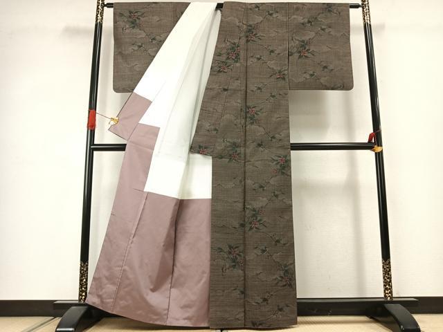 平和屋着物●本場大島紬　カタス7マルキ　草花文　正絹　逸品　AABJ4280fy