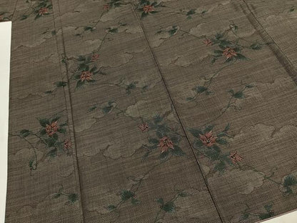 平和屋着物●本場大島紬　カタス7マルキ　草花文　正絹　逸品　AABJ4280fy