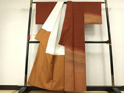 平和屋着物●訪問着　生紬　霞文　正絹　逸品　AABJ4283fy