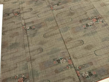 平和屋着物●本場大島紬　カタス9マルキ　草花文　鈴乃屋扱い　正絹　逸品　未使用　AABJ4288fy