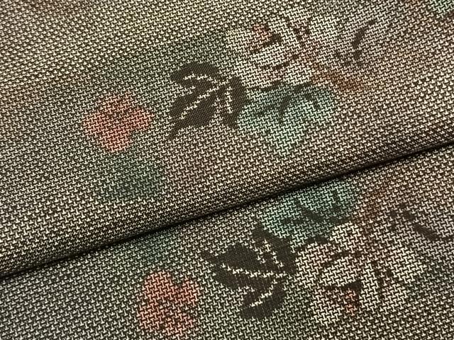 平和屋着物●本場大島紬　カタス9マルキ　草花文　鈴乃屋扱い　正絹　逸品　未使用　AABJ4288fy
