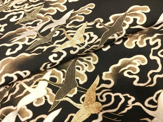 平和屋着物●豪華黒留袖　作家物　駒刺繍　飛鳥文　金糸　金彩　正絹　逸品　AABJ4289fy