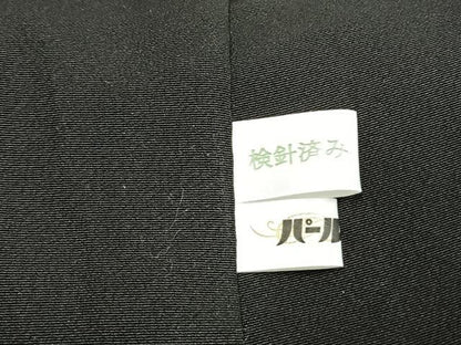 平和屋着物●訪問着　駒刺繍　舞花文　黒地　金彩　鬼しぼ縮緬　ロング丈　正絹　逸品　AABJ4290fy