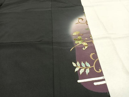 平和屋着物●豪華黒留袖　作家物　舞蝶花鳥文　暈し染め　金銀彩　丹後ちりめん　仮絵羽　正絹　逸品　未使用　AABJ4292fy