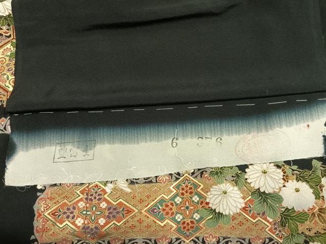 平和屋着物●豪華黒留袖　駒刺繍　御所車花鳥文　金彩　仮絵羽　正絹　逸品　未使用　AABJ4293fy