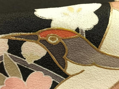 平和屋着物●豪華黒留袖　作家物　花鳥文　本うるし金彩　浜ちりめん　仮絵羽　正絹　逸品　未使用　AABJ4294fy