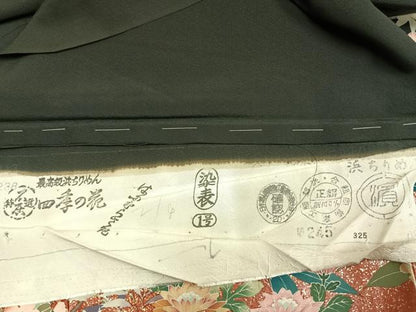 平和屋着物●豪華黒留袖　作家物　花鳥文　本うるし金彩　浜ちりめん　仮絵羽　正絹　逸品　未使用　AABJ4294fy