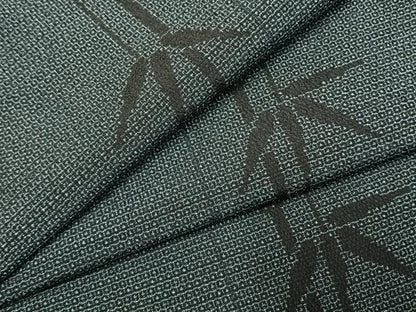 平和屋着物●本塩沢　140亀甲　笹竹文　正絹　逸品　AABJ4302fy