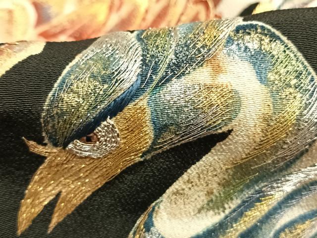 平和屋着物●豪華黒留袖　刺繍　花鳥文　金銀糸　金銀彩　高島屋扱い　正絹　逸品　AABJ4303fy