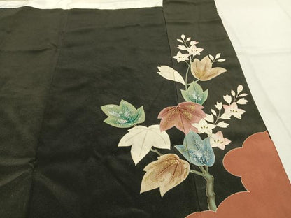 平和屋着物●豪華黒留袖　刺繍　花鳥文　金銀糸　金銀彩　高島屋扱い　正絹　逸品　AABJ4303fy