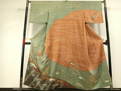 平和屋着物●訪問着　刺繍　松竹梅　雪輪文　金糸　金彩　正絹　逸品　AABJ4305fy