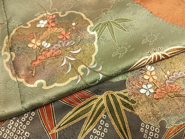 平和屋着物●訪問着　刺繍　松竹梅　雪輪文　金糸　金彩　正絹　逸品　AABJ4305fy