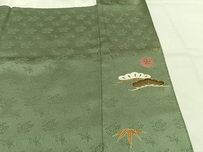 平和屋着物●訪問着　刺繍　松竹梅　雪輪文　金糸　金彩　正絹　逸品　AABJ4305fy