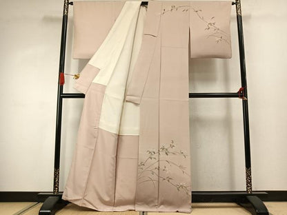 平和屋着物●訪問着　友禅　枝花文　暈し染め　正絹　逸品　AABJ4306fy