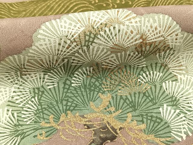 平和屋着物●ファッションデザイナー 花井幸子　色留訪問着　刺繍　枝松文　金糸　金彩　正絹　逸品　AABJ4307fy