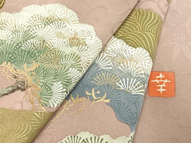 平和屋着物●ファッションデザイナー 花井幸子　色留訪問着　刺繍　枝松文　金糸　金彩　正絹　逸品　AABJ4307fy