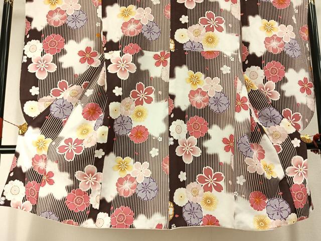 平和屋着物●小振袖　二尺袖・長襦袢(無双仕立て)・行灯袴セット　舞花文　暈し染め　洗える着物　AABJ4309fy