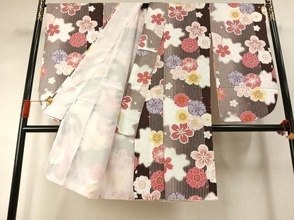 平和屋着物●小振袖　二尺袖・長襦袢(無双仕立て)・行灯袴セット　舞花文　暈し染め　洗える着物　AABJ4309fy