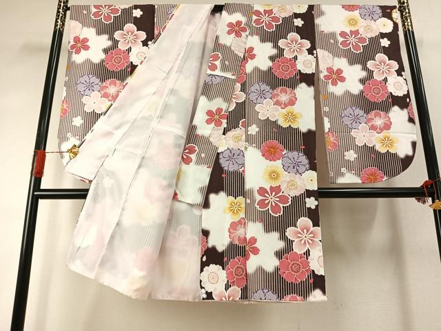 平和屋着物●小振袖　二尺袖・長襦袢(無双仕立て)・行灯袴セット　舞花文　暈し染め　洗える着物　AABJ4309fy