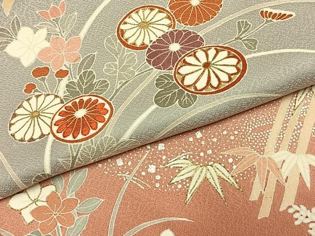 平和屋着物●訪問着　作家物　刺繍　草花文　暈し染め　金彩　正絹　逸品　未使用　AABJ4311fy