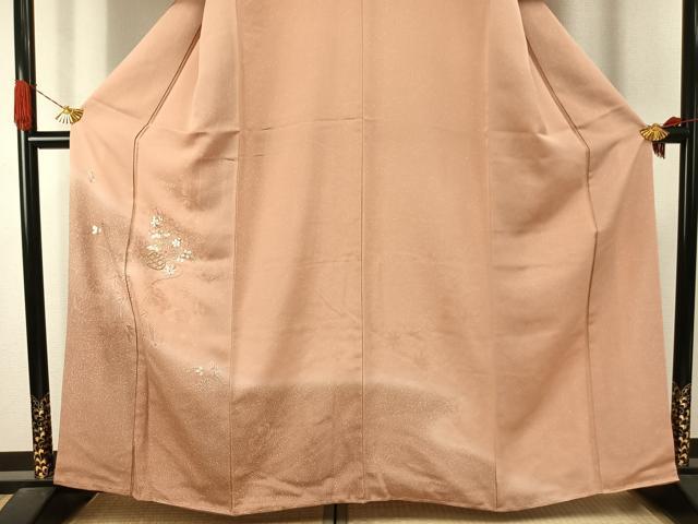 平和屋着物●訪問着　総刺繍　草花文　暈し染め　銀糸　正絹　逸品　未使用　AABJ4312fy