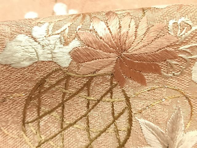 平和屋着物●訪問着　総刺繍　草花文　暈し染め　銀糸　正絹　逸品　未使用　AABJ4312fy