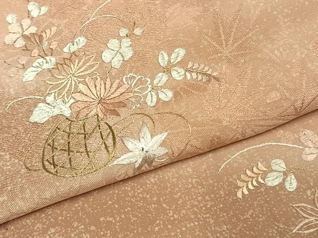 平和屋着物●訪問着　総刺繍　草花文　暈し染め　銀糸　正絹　逸品　未使用　AABJ4312fy