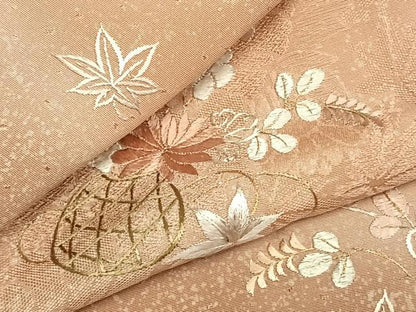 平和屋着物●訪問着　総刺繍　草花文　暈し染め　銀糸　正絹　逸品　未使用　AABJ4312fy