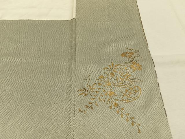 平和屋着物●訪問着　駒刺繍　絞り　草花文　金糸　金銀彩　正絹　逸品　AABJ4316fy