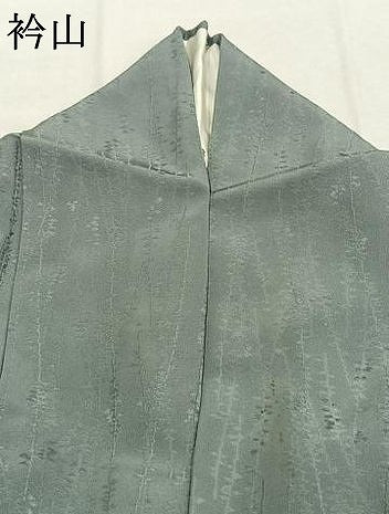 平和屋着物●上質な色無地　草葉地紋　灰青色　正絹　逸品　AABJ4320fy