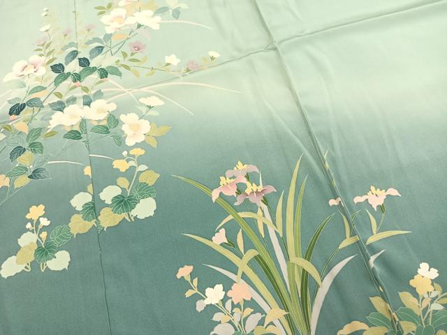平和屋着物●訪問着　友禅　草花文　暈し染め　仮絵羽　正絹　逸品　未使用　AABJ4322fy