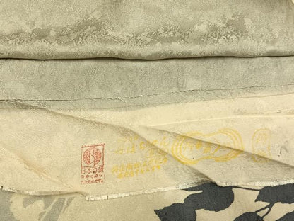 平和屋着物●伝統工芸士　福井圭一　訪問着　蔦の葉シルエット　丹後ちりめん　仮絵羽　正絹　逸品　未使用　AABJ4323fy