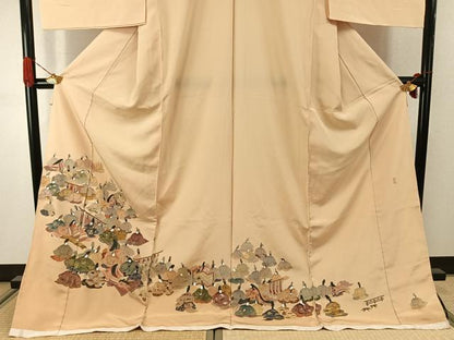 平和屋着物●豪華色留袖　作家物　人物文　金銀彩　浜ちりめん　仮絵羽　正絹　逸品　未使用　AABJ4327fy