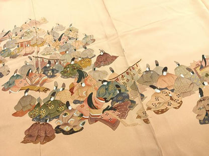 平和屋着物●豪華色留袖　作家物　人物文　金銀彩　浜ちりめん　仮絵羽　正絹　逸品　未使用　AABJ4327fy