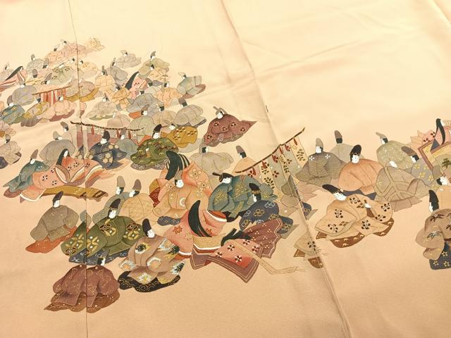 平和屋着物●豪華色留袖　作家物　人物文　金銀彩　浜ちりめん　仮絵羽　正絹　逸品　未使用　AABJ4327fy
