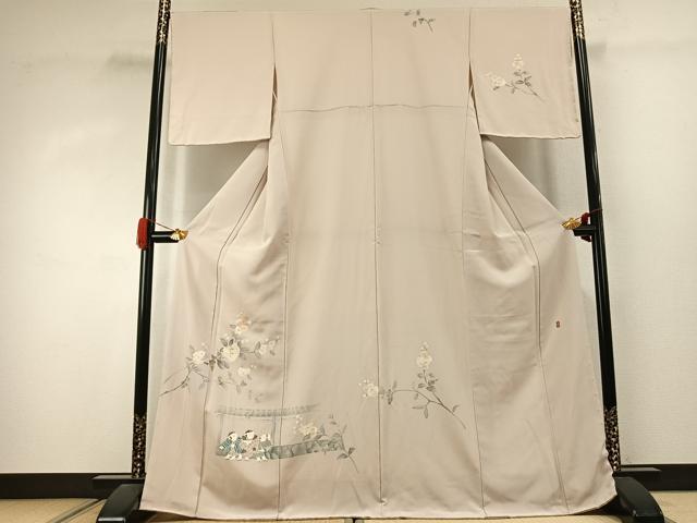 平和屋着物●訪問着　友禅　作家物　人物枝花文　正絹　逸品　未使用　AABJ4330fy