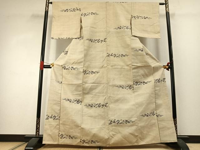 平和屋着物●上質な紬　枝花文　正絹　逸品　AABJ4331fy
