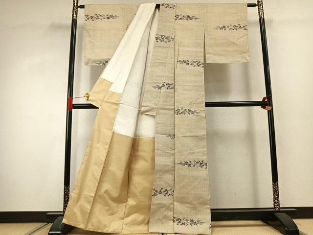 平和屋着物●上質な紬　枝花文　正絹　逸品　AABJ4331fy
